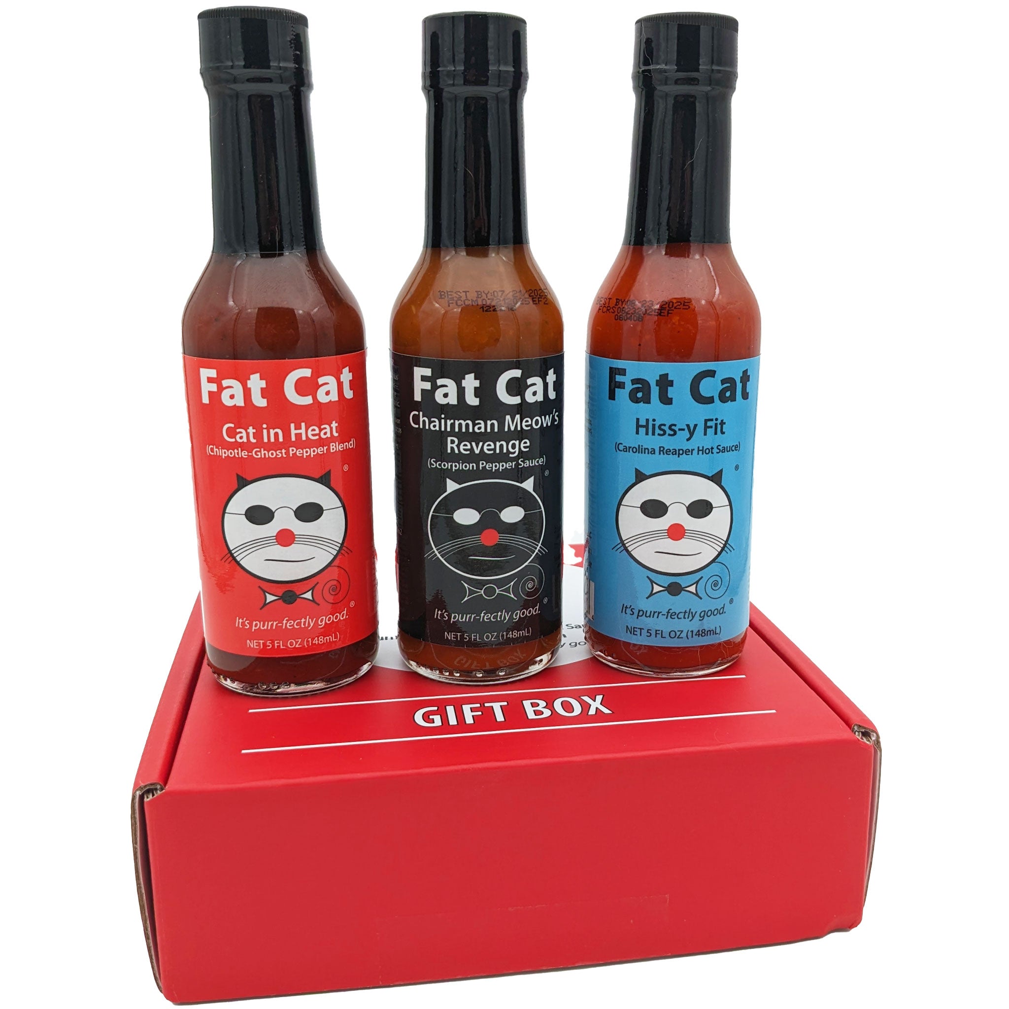 Heat Lovers 3 Bottle Hot Sauce Gift Box by Fat Cat Gourmet – Fat