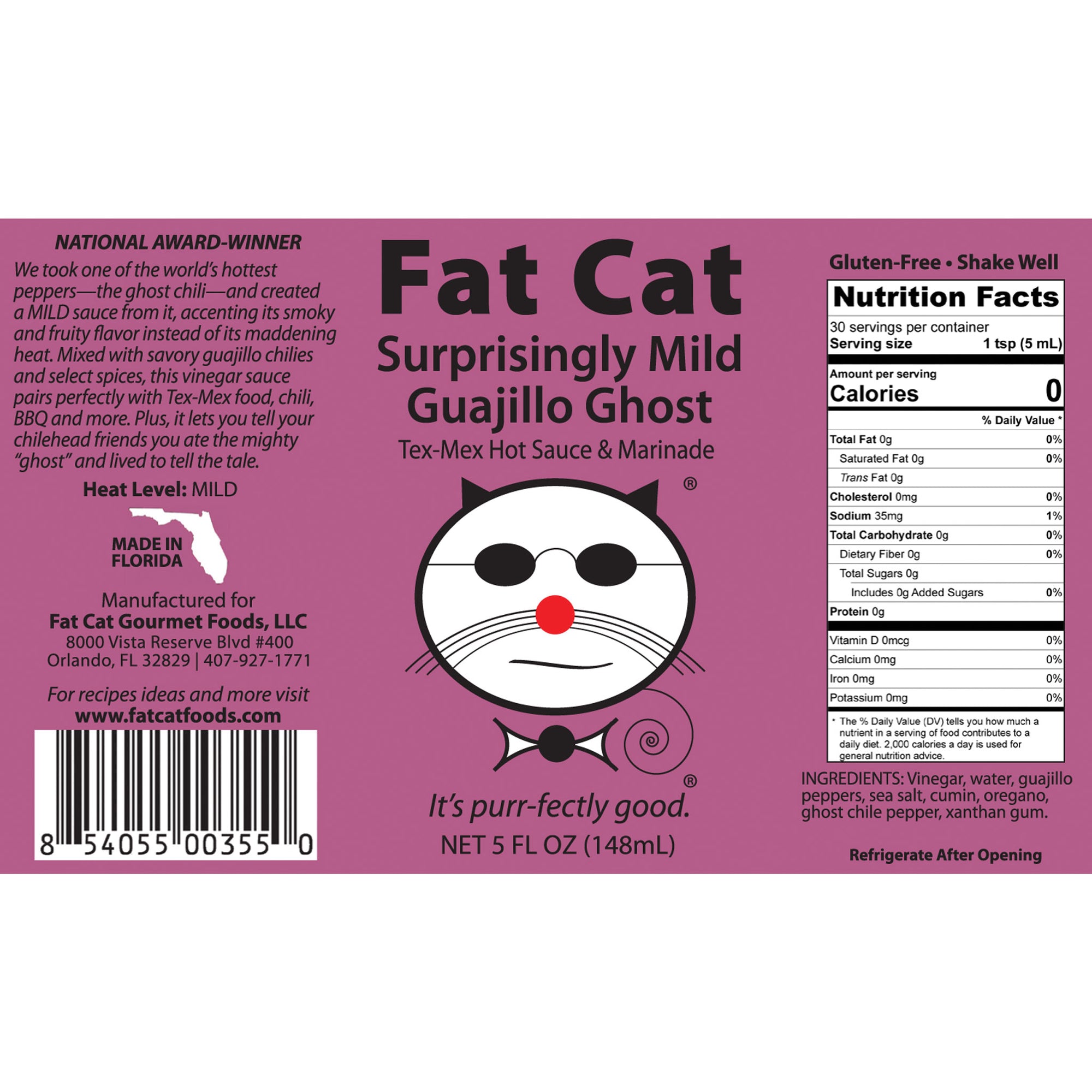 Surprisingly Mild Guajillo Ghost - Fat Cat Gourmet Hot Sauce & Specialty Condiments