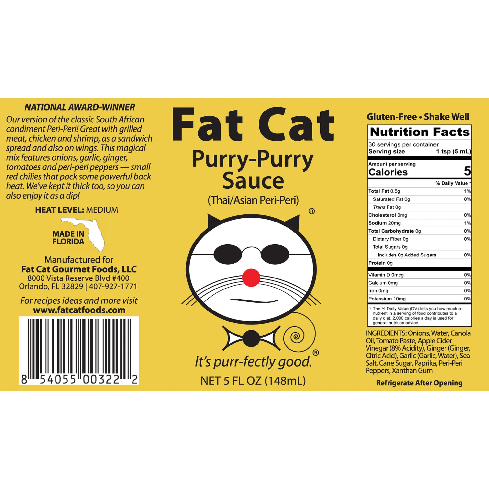 Purry-Purry Sauce (Thai/Asian-Inspired Peri Peri Style Sauce) - Fat Cat Gourmet Hot Sauce & Specialty Condiments