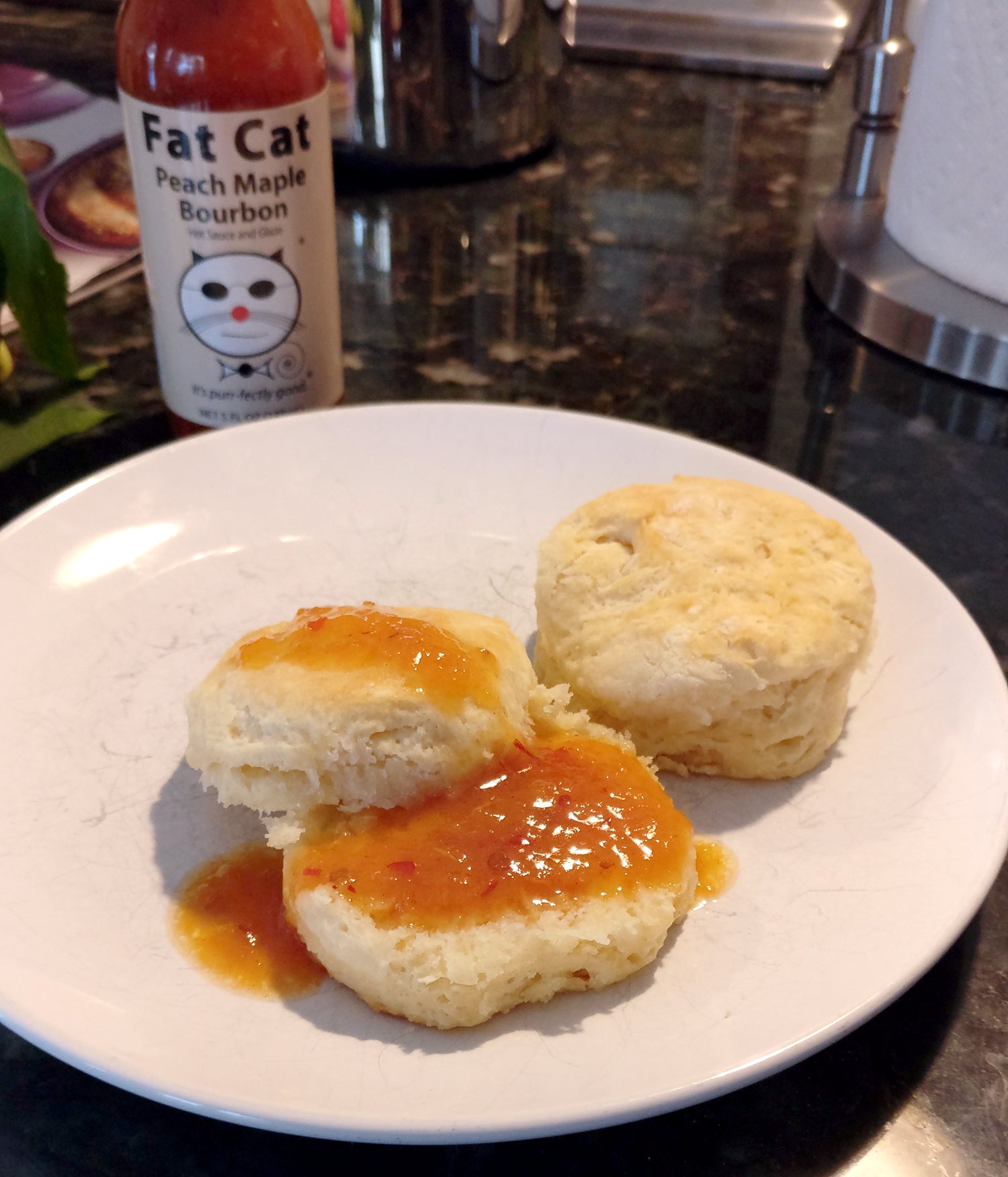 Biscuits with Spicy Peach Maple Bourbon Butter