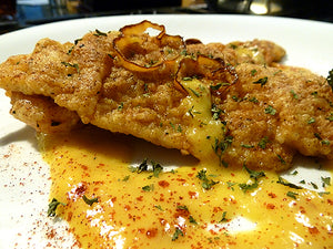 Fried Flounder with Papaya Pequin Passion Sauce