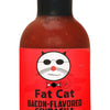 Bottle of Fat Cat Bacon-Flavored Sriracha sauce on a white background