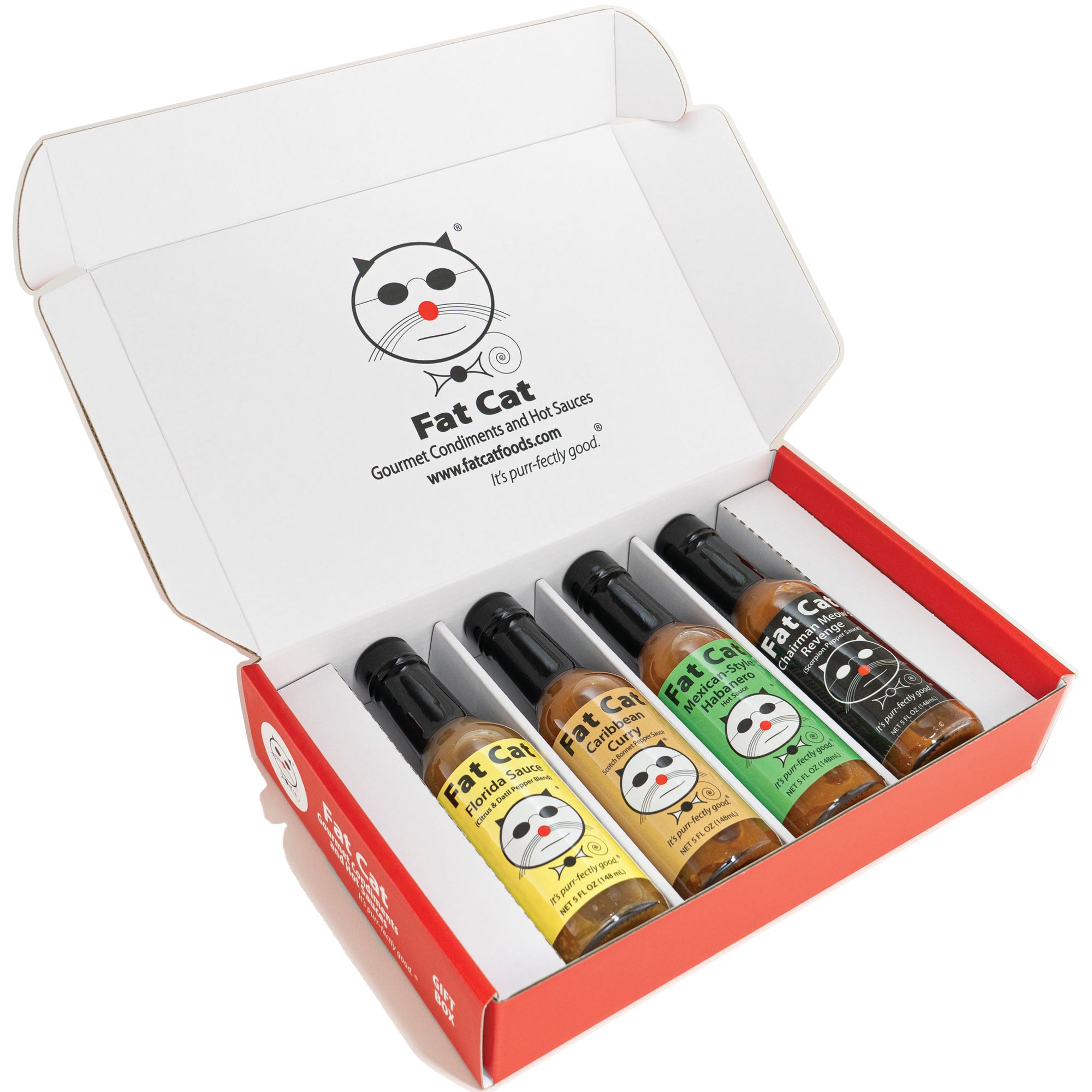 Create Your Own 4-Bottle Hot Sauce Gift Box - Fat Cat Gourmet Hot Sauce & Specialty Condiments