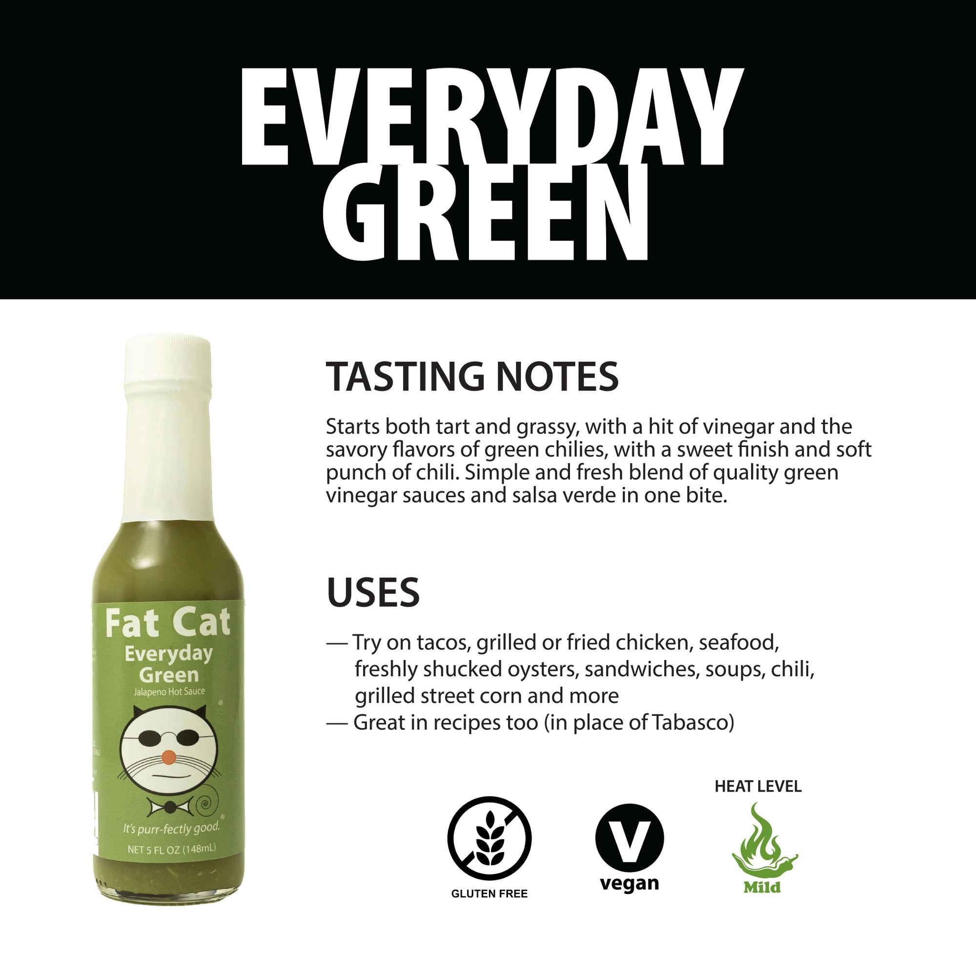 fat flow sauce plant drink Everyday Green Jalapeno Hot Sauce by Fat Cat Gourmet