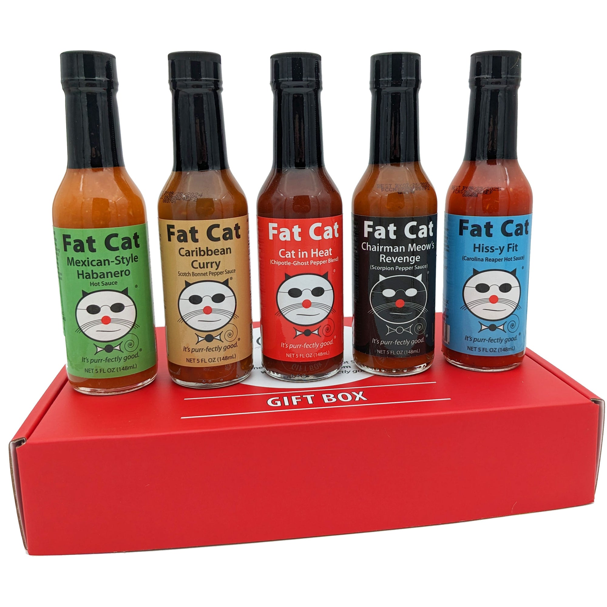Heat Lovers 5 Bottle Hot Sauce Gift Box by Fat Cat Gourmet – Fat Cat  Gourmet Hot Sauces & Specialty Condiments