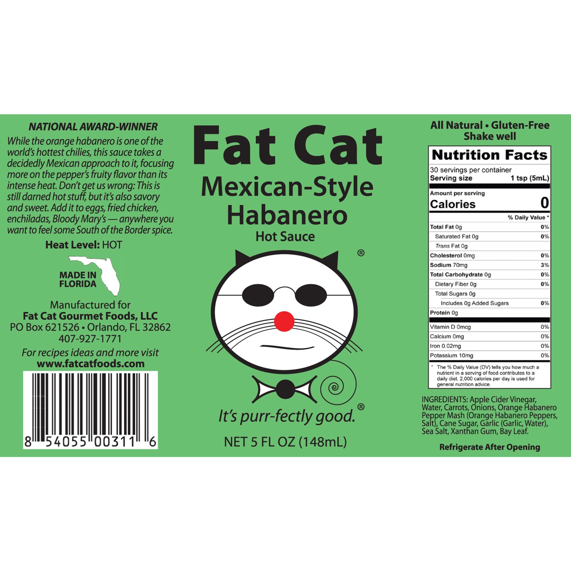 Mexican-Style Habanero Hot Sauce - Fat Cat Gourmet Hot Sauce & Specialty Condiments