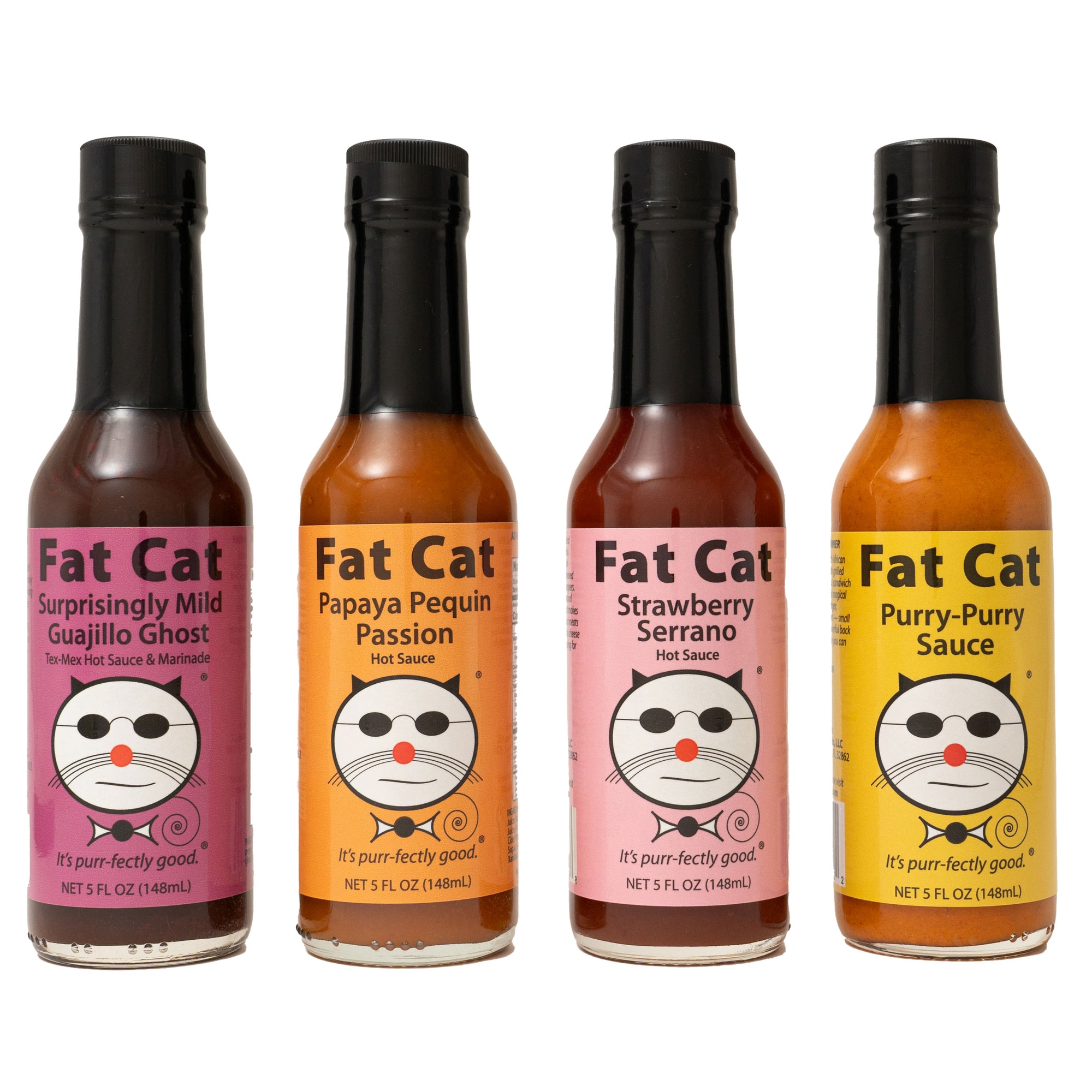 Mild Heat Four Bottle Hot Sauce Bundle - Fat Cat Gourmet Hot Sauce & Specialty Condiments