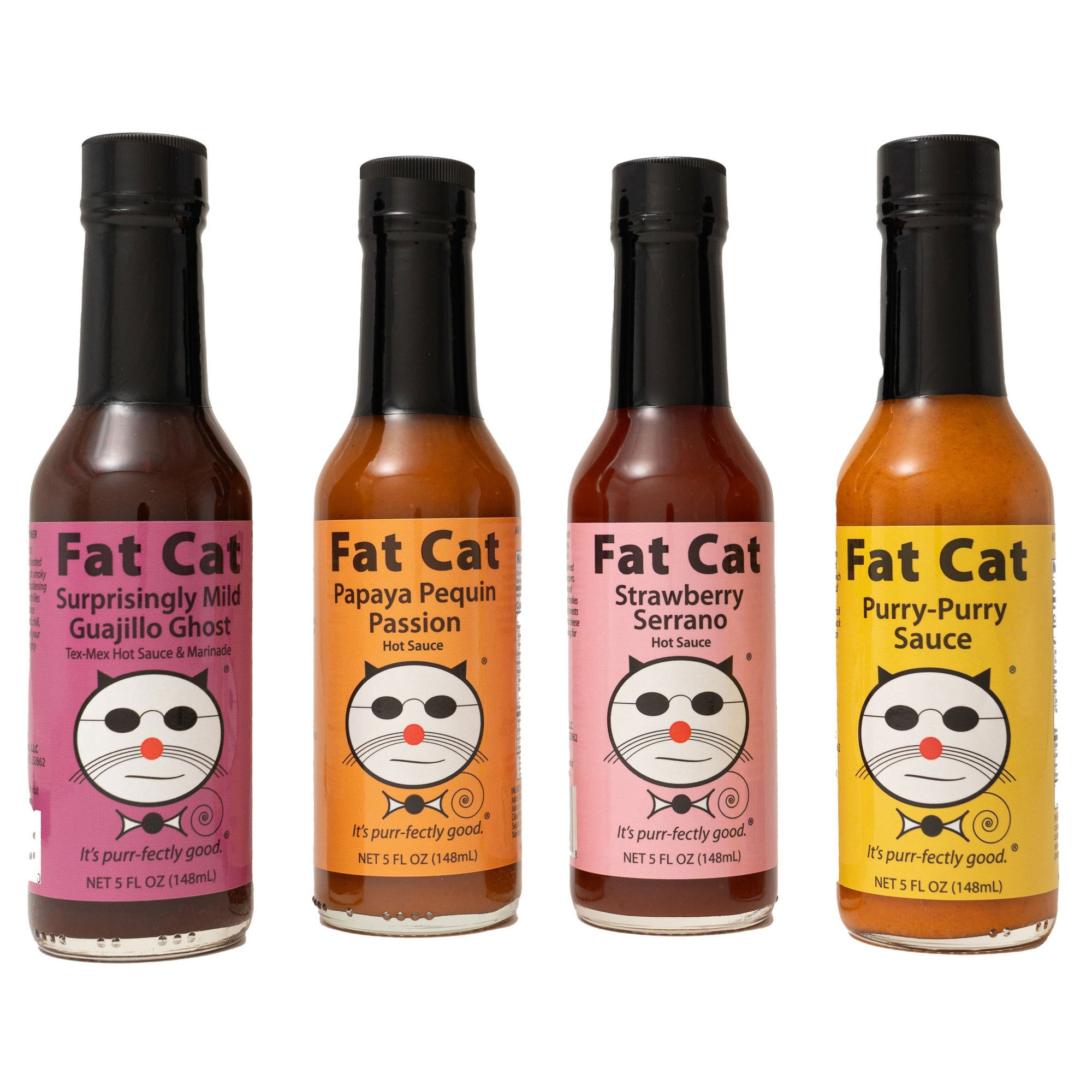Mild Heat Four Bottle Hot Sauce Bundle - Fat Cat Gourmet Hot Sauce & Specialty Condiments