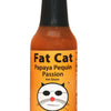 Fat Cat Papaya Pequin Passion hot sauce bottle on a white background