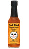 Fat Cat Papaya Pequin Passion hot sauce bottle on a white background