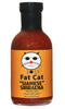 Bottle of Fat Cat Siamese Sriracha sauce on a white background