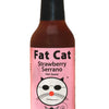 Fat Cat Strawberry Serrano hot sauce bottle on a white background