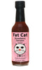 Fat Cat Strawberry Serrano hot sauce bottle on a white background
