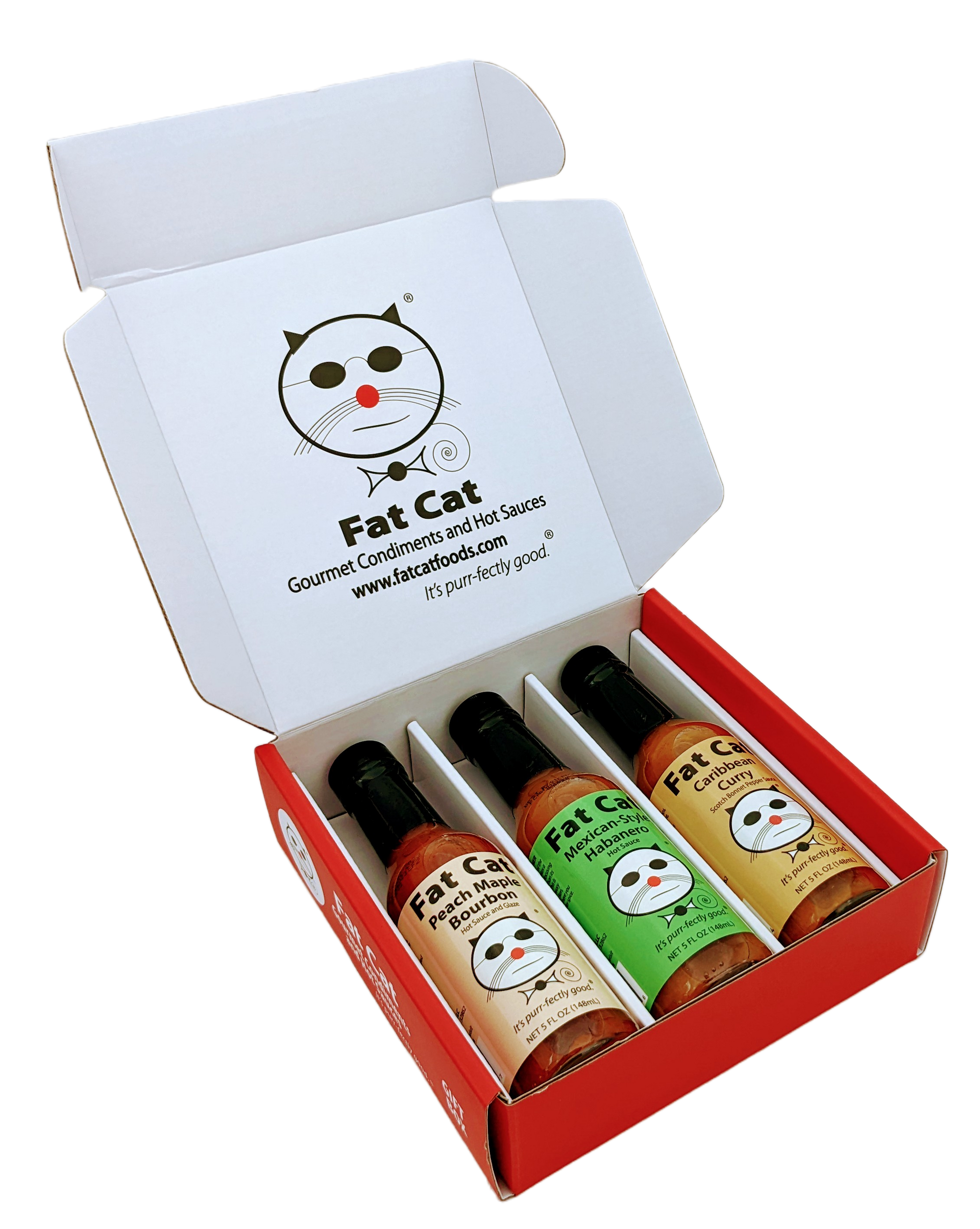 Grill Lovers Hot Sauce 3 Pack Gift Box - Fat Cat Gourmet Hot Sauce & Specialty Condiments